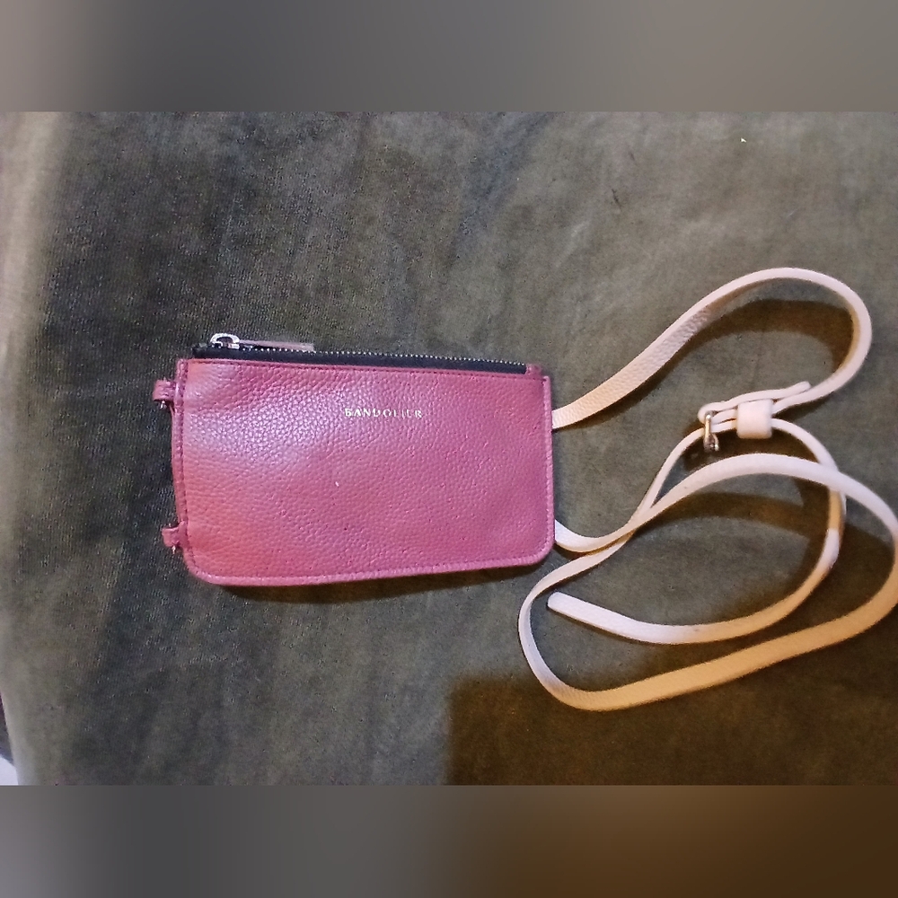 Pink Leather Bandolier Crossbody Bag